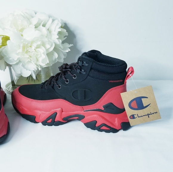 Champion Bromad C Lock Black/Scarlet Red Sneaker Boots Size 7 Youth - Picture 7 of 16